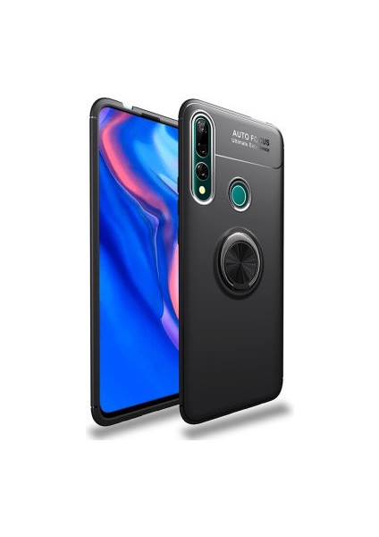 Huawei Y9 Prime 2019 Ultra Koruma Sağlayan Stant Özellikli Yüzüklü Ravel Silikon Kılıf