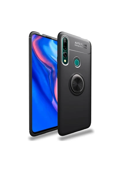 Techno Guru Huawei Y9 Prime 2019 Ultra Koruma Sağlayan Stant Özellikli Yüzüklü Ravel Silikon Kılıf