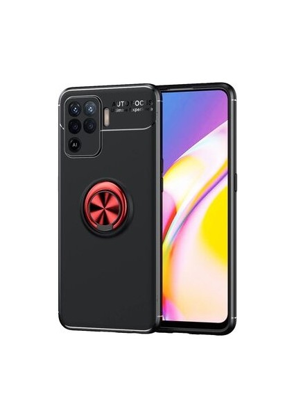 Oppo Reno 5 Lite Ultra Koruma Sağlayan Stant Özellikli Yüzüklü Ravel Silikon Kılıf