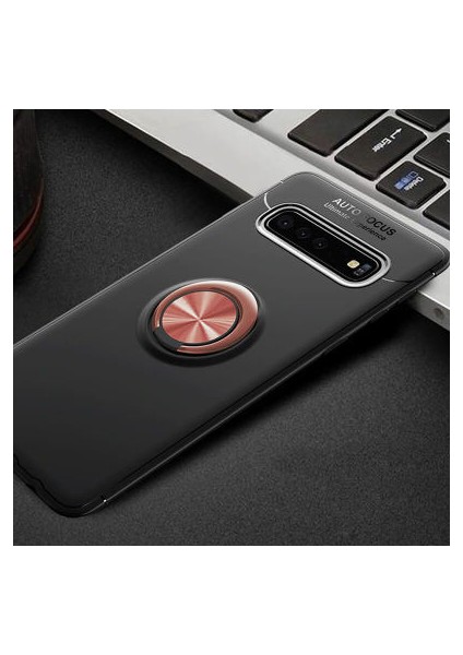 Samsung Galaxy S10 Ultra Koruma Sağlayan Stant Özellikli Yüzüklü Ravel Silikon Kılıf