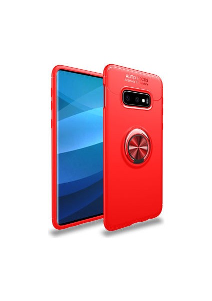 Samsung Galaxy S10E Ultra Koruma Sağlayan Stant Özellikli Yüzüklü Ravel Silikon Kılıf