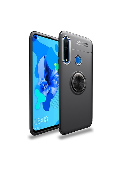 Huawei P40 Lite E Ultra Koruma Sağlayan Stant Özellikli Yüzüklü Ravel Silikon Kılıf