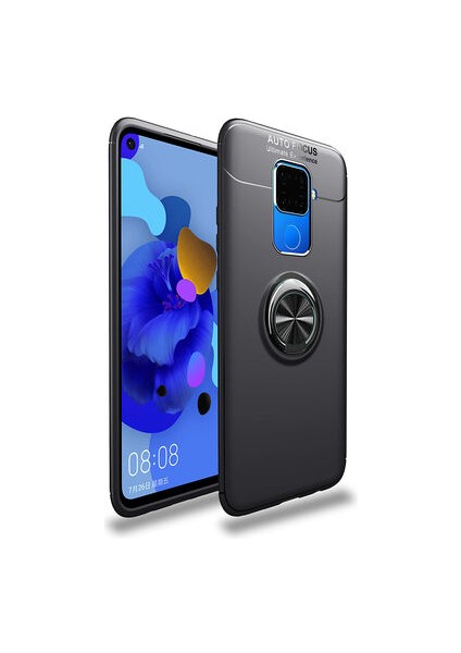 Huawei Mate 30 Lite Ultra Koruma Sağlayan Stant Özellikli Yüzüklü Ravel Silikon Kılıf