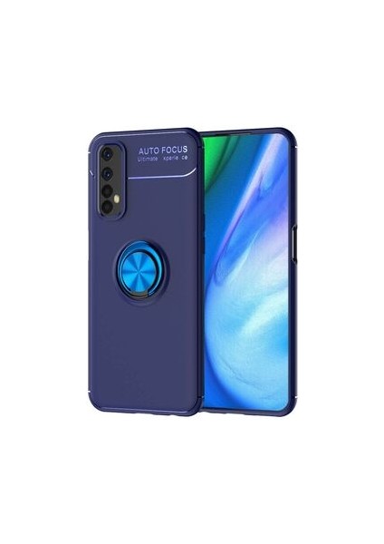 Realme 7 Ultra Koruma Sağlayan Stant Özellikli Yüzüklü Ravel Silikon Kılıf