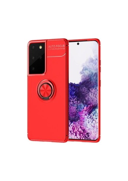 Samsung Galaxy S21 Ultra Ultra Koruma Sağlayan Stant Özellikli Yüzüklü Ravel Silikon Kılıf