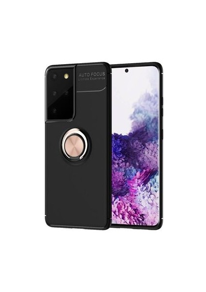 Samsung Galaxy S21 Ultra Ultra Koruma Sağlayan Stant Özellikli Yüzüklü Ravel Silikon Kılıf