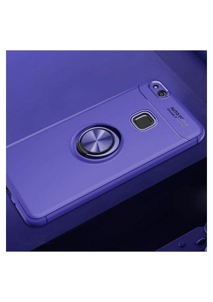 Huawei P10 Lite Ultra Koruma Sağlayan Stant Özellikli Yüzüklü Ravel Silikon Kılıf