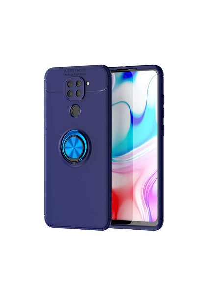 Redmi Note 9 Ultra Koruma Sağlayan Stant Özellikli Yüzüklü Ravel Silikon Kılıf