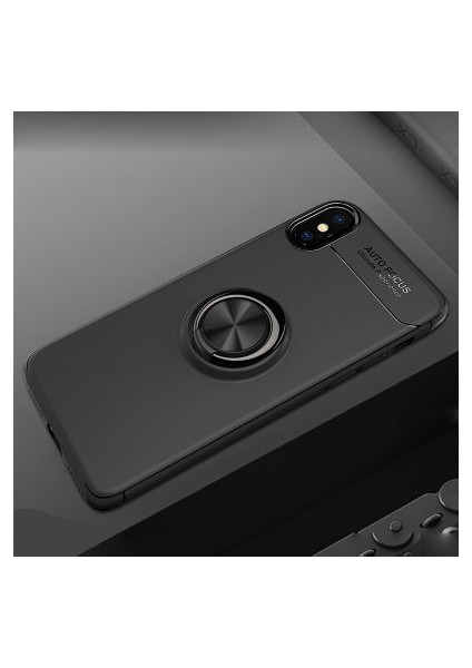 iPhone Xs Ultra Koruma Sağlayan Stant Özellikli Yüzüklü Ravel Silikon Kılıf