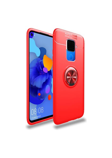 Huawei Mate 30 Lite Ultra Koruma Sağlayan Stant Özellikli Yüzüklü Ravel Silikon Kılıf