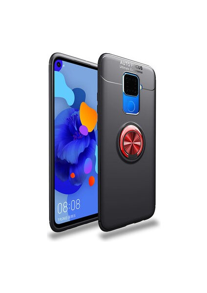 Huawei Mate 30 Lite Ultra Koruma Sağlayan Stant Özellikli Yüzüklü Ravel Silikon Kılıf