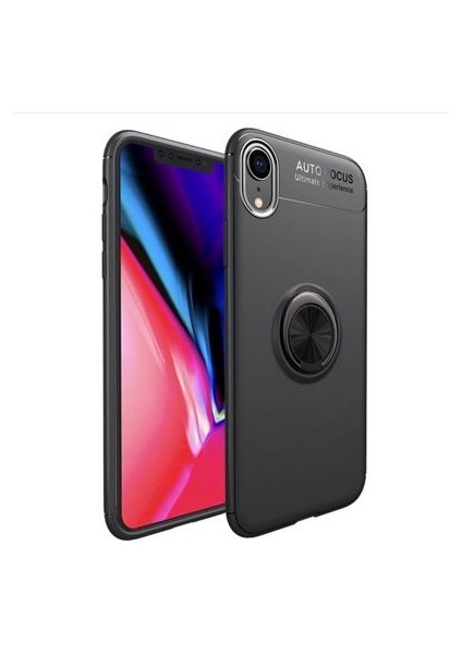 iPhone Xr Ultra Koruma Sağlayan Stant Özellikli Yüzüklü Ravel Silikon Kılıf
