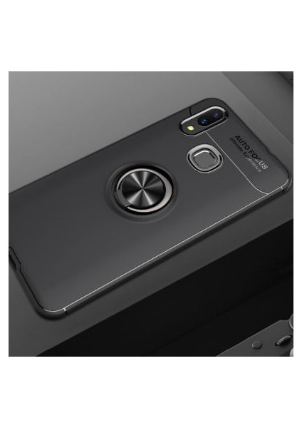 Huawei Y7 Prime 2019 Ultra Koruma Sağlayan Stant Özellikli Yüzüklü Ravel Silikon Kılıf
