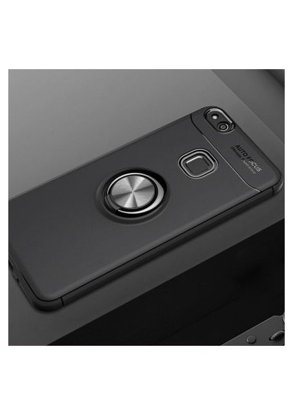 Huawei P10 Lite Ultra Koruma Sağlayan Stant Özellikli Yüzüklü Ravel Silikon Kılıf
