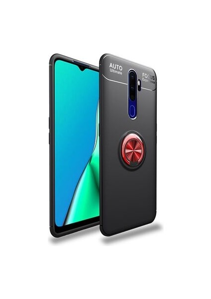 Oppo A9 2020 Ultra Koruma Sağlayan Stant Özellikli Yüzüklü Ravel Silikon Kılıf