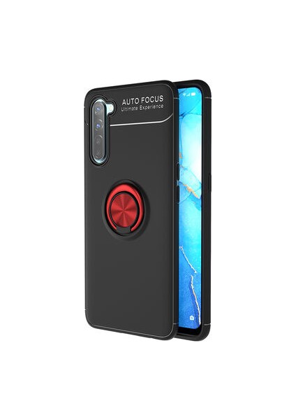 Oppo Reno 3 Ultra Koruma Sağlayan Stant Özellikli Yüzüklü Ravel Silikon Kılıf