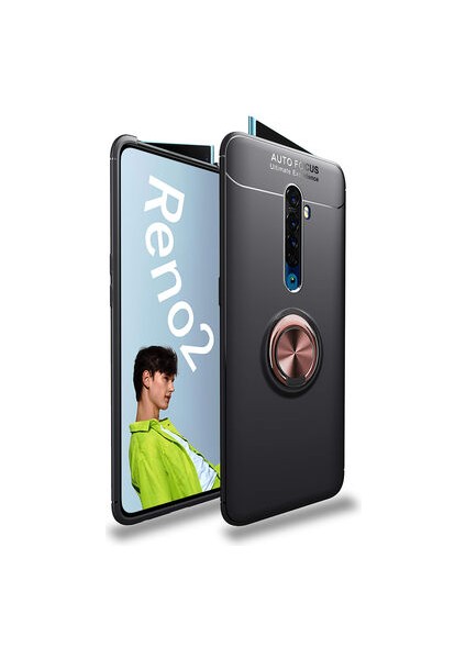 Oppo Reno 2z Ultra Koruma Sağlayan Stant Özellikli Yüzüklü Ravel Silikon Kılıf