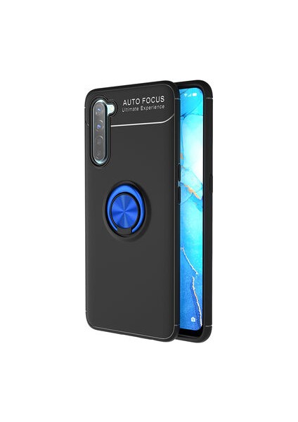 Oppo Reno 3 Ultra Koruma Sağlayan Stant Özellikli Yüzüklü Ravel Silikon Kılıf