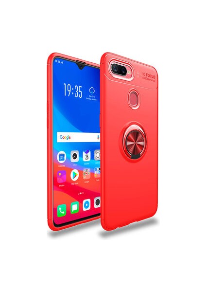 Oppo A12 Ultra Koruma Sağlayan Stant Özellikli Yüzüklü Ravel Silikon Kılıf