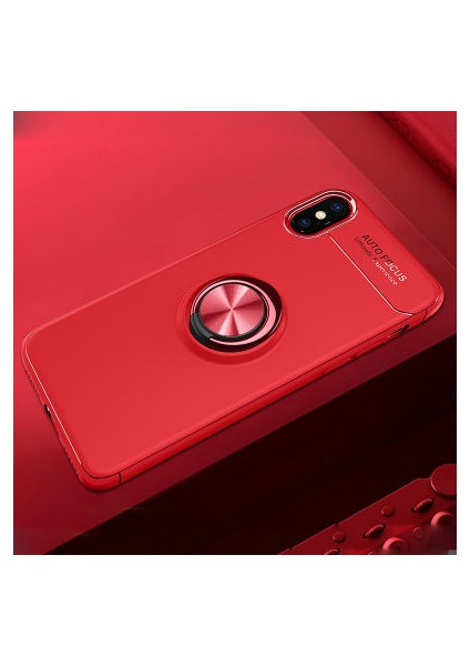 iPhone Xs Ultra Koruma Sağlayan Stant Özellikli Yüzüklü Ravel Silikon Kılıf