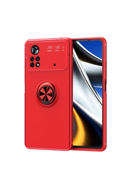 Poco X4 Pro 5g Ultra Koruma Sağlayan Stant Özellikli Yüzüklü Ravel Silikon Kılıf
