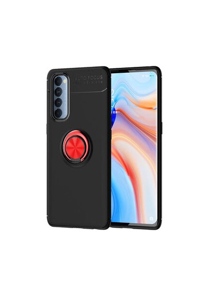 Oppo Reno 4 Pro 4g Ultra Koruma Sağlayan Stant Özellikli Yüzüklü Ravel Silikon Kılıf