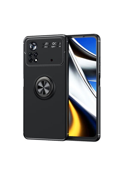 Poco X4 Pro 5g Ultra Koruma Sağlayan Stant Özellikli Yüzüklü Ravel Silikon Kılıf