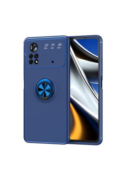 Poco X4 Pro 5g Ultra Koruma Sağlayan Stant Özellikli Yüzüklü Ravel Silikon Kılıf