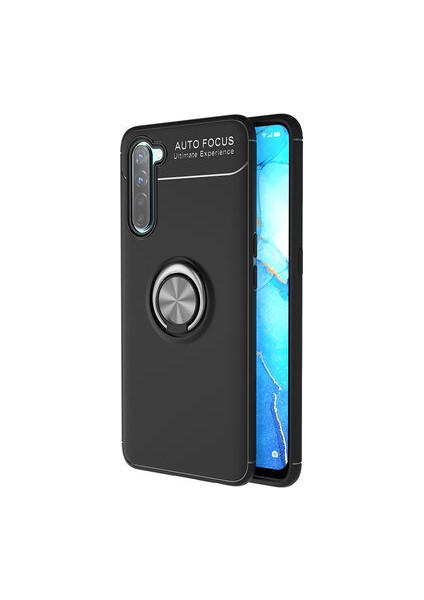 Oppo Reno 3 Ultra Koruma Sağlayan Stant Özellikli Yüzüklü Ravel Silikon Kılıf