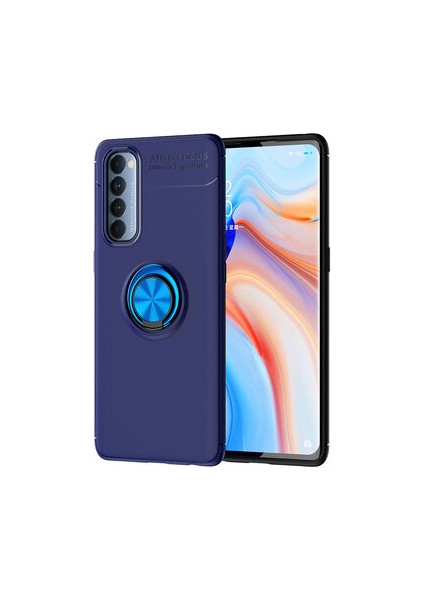 Oppo Reno 4 Pro 4g Ultra Koruma Sağlayan Stant Özellikli Yüzüklü Ravel Silikon Kılıf