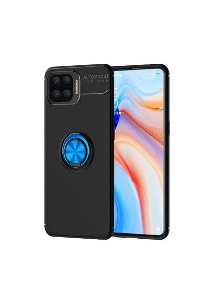 Oppo Reno 4 Lite Ultra Koruma Sağlayan Stant Özellikli Yüzüklü Ravel Silikon Kılıf