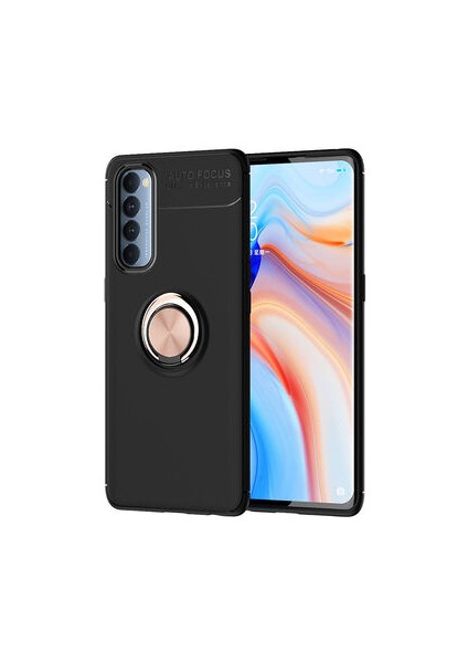 Oppo Reno 4 Pro 4g Ultra Koruma Sağlayan Stant Özellikli Yüzüklü Ravel Silikon Kılıf