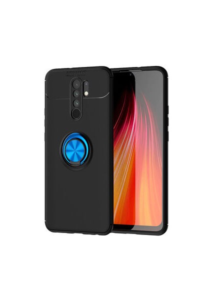 Redmi 9 Ultra Koruma Sağlayan Stant Özellikli Yüzüklü Ravel Silikon Kılıf