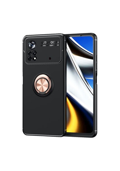 Poco X4 Pro 5g Ultra Koruma Sağlayan Stant Özellikli Yüzüklü Ravel Silikon Kılıf