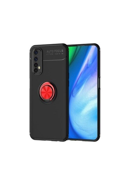 Realme 7 Ultra Koruma Sağlayan Stant Özellikli Yüzüklü Ravel Silikon Kılıf