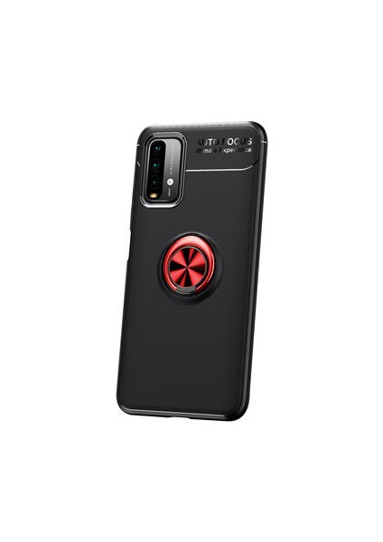 Redmi 9t Ultra Koruma Sağlayan Stant Özellikli Yüzüklü Ravel Silikon Kılıf