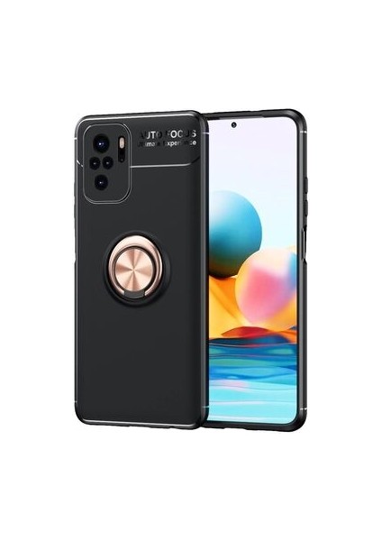 Redmi Note 10S Ultra Koruma Sağlayan Stant Özellikli Yüzüklü Ravel Silikon Kılıf