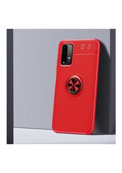 Redmi 9t Ultra Koruma Sağlayan Stant Özellikli Yüzüklü Ravel Silikon Kılıf