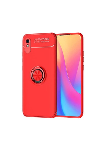 Redmi 9A Ultra Koruma Sağlayan Stant Özellikli Yüzüklü Ravel Silikon Kılıf
