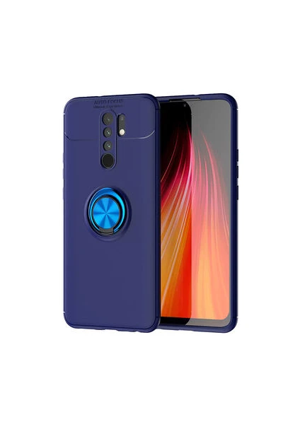 Techno Guru Redmi 9 Ultra Koruma Sağlayan Stant Özellikli Yüzüklü Ravel Silikon Kılıf