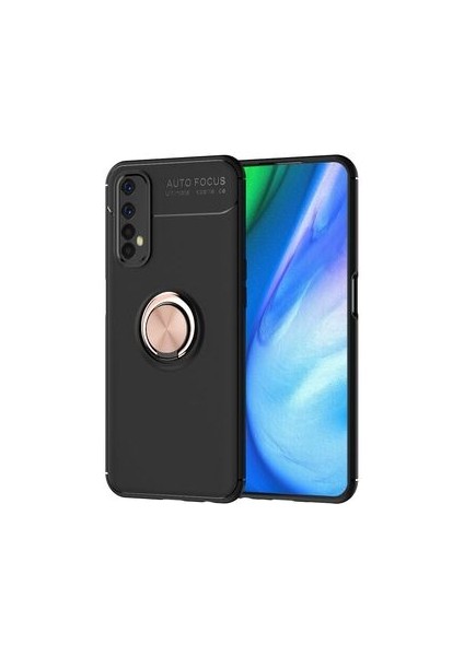 Realme 7 Ultra Koruma Sağlayan Stant Özellikli Yüzüklü Ravel Silikon Kılıf