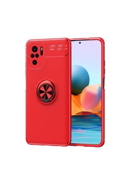 Redmi Note 10 Ultra Koruma Sağlayan Stant Özellikli Yüzüklü Ravel Silikon Kılıf