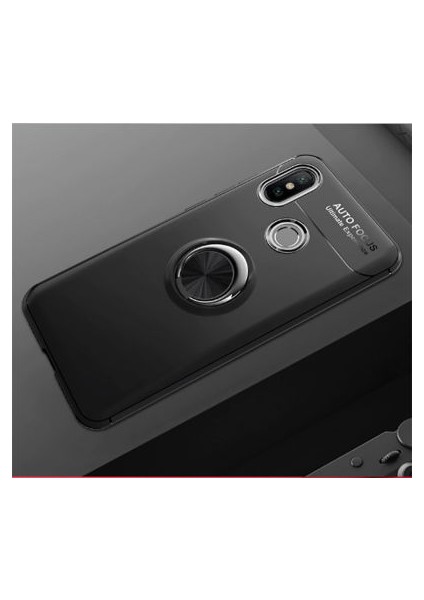 Redmi Note 7 Ultra Koruma Sağlayan Stant Özellikli Yüzüklü Ravel Silikon Kılıf