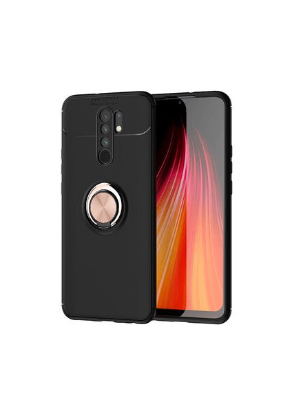 Redmi 9 Ultra Koruma Sağlayan Stant Özellikli Yüzüklü Ravel Silikon Kılıf