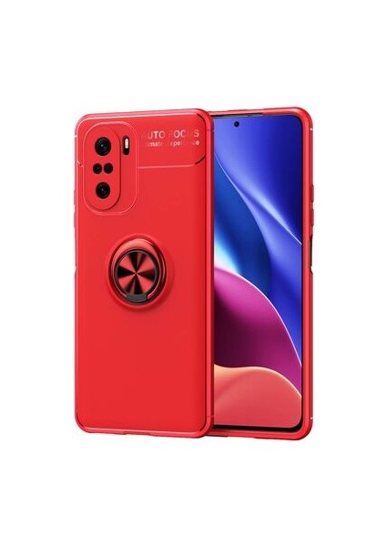 Redmi K40 Ultra Koruma Sağlayan Stant Özellikli Yüzüklü Ravel Silikon Kılıf