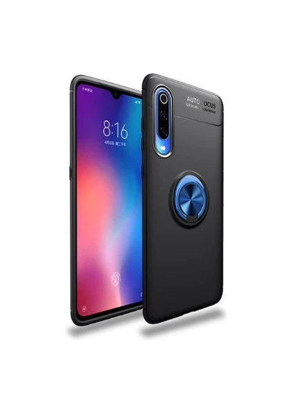 Techno Guru Xiaomi Mi 9 Lite Ultra Koruma Sağlayan Stant Özellikli Yüzüklü Ravel Silikon Kılıf