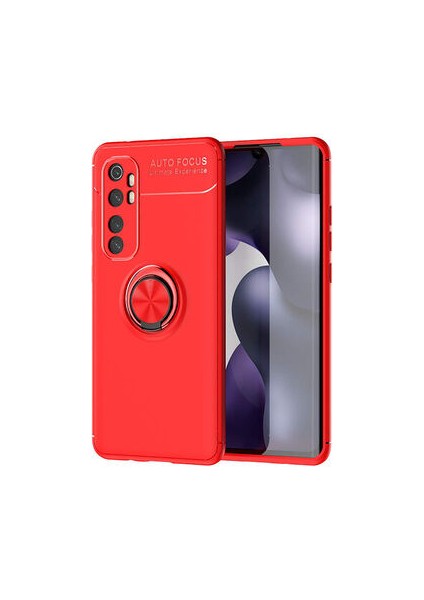 Xiaomi Mi Note 10 Lite Ultra Koruma Sağlayan Stant Özellikli Yüzüklü Ravel Silikon Kılıf