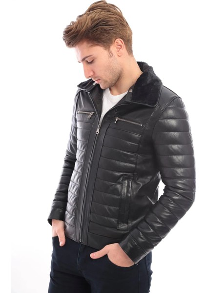 Saremod Kürk Yaka Erkek Deri Mont modelleri