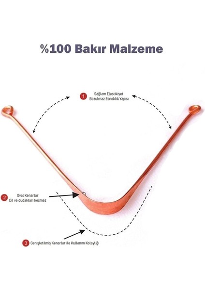 Bakır Dil Sıyırıcı Dil Temizleyici Bakır Ağız Bakım Fırçası Dil Tenizleme Aparatı Dil Plak Temizleme