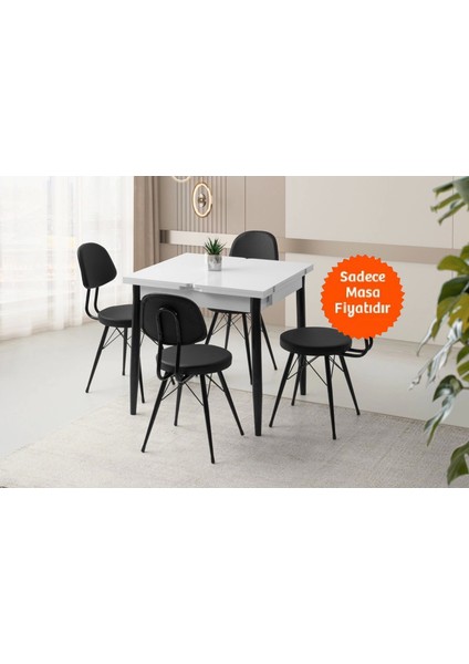 Yanlardan Açılır Büyüyen Yemek Masası Beyaz 65X100CM Sadece Masa Fiyatıdır